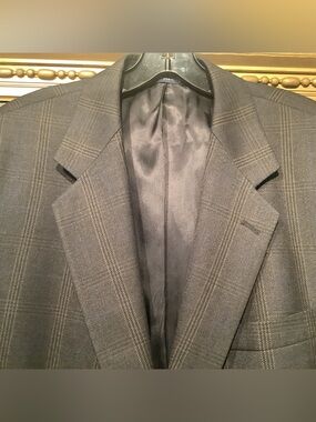 Paul Fredrick Gray Windowpane Wool Sport Coat - Sz 44XL - EUC